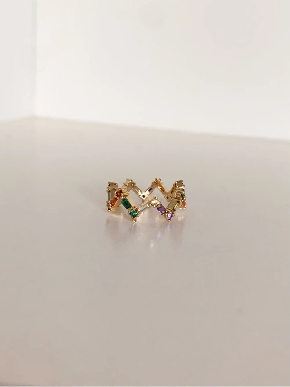 NWOT Gold Multistone Chevron Ring